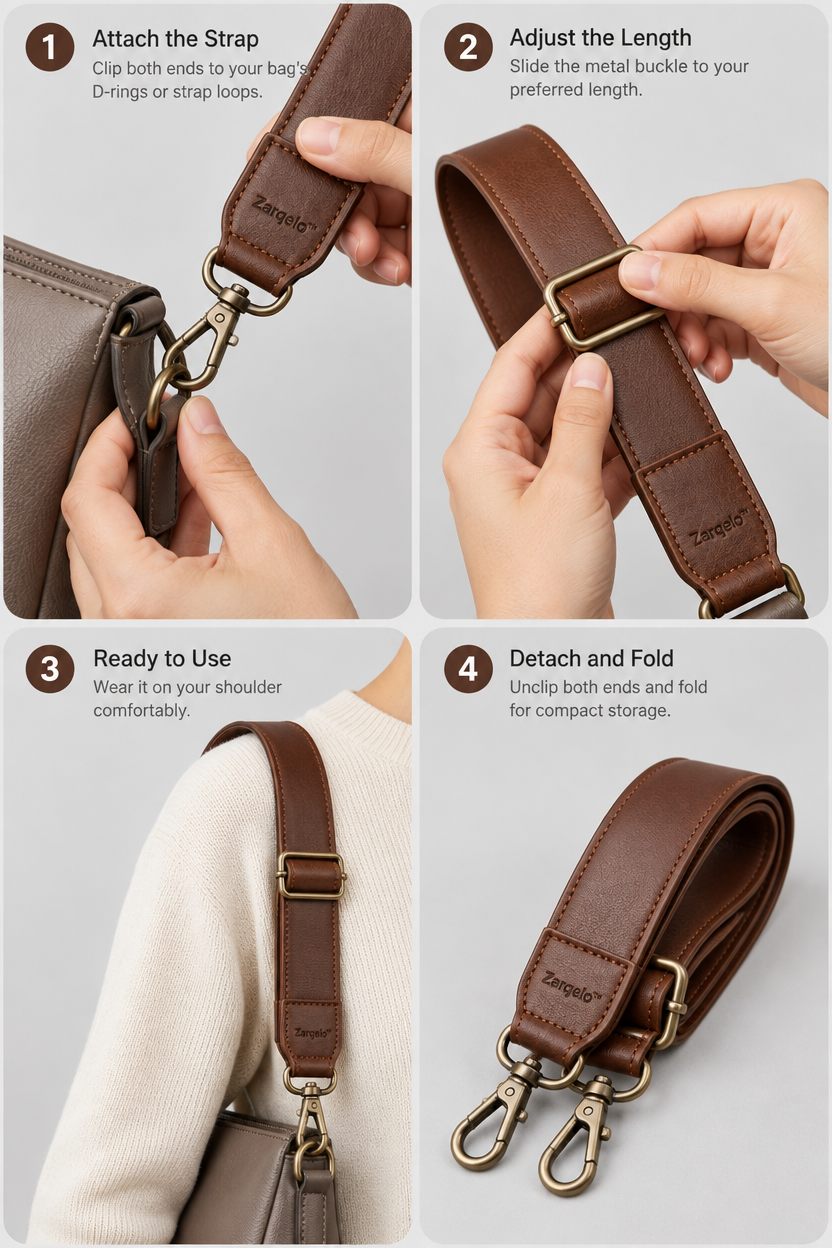 Zarqelo™ Adjustable Wide Leather Bag Strap safe everyday use