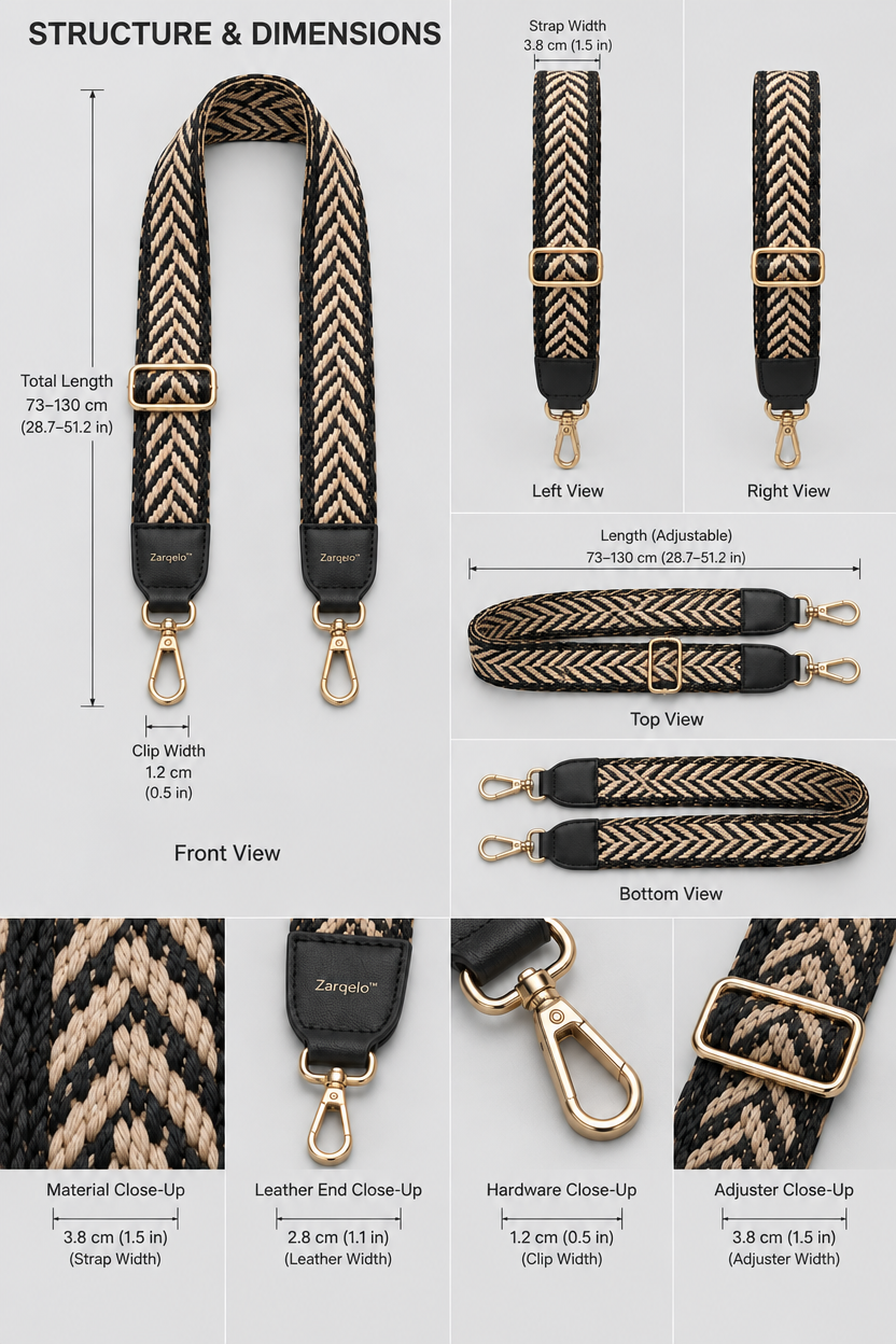 Zarqelo™ Woven Textured Replacement Bag Strap structure and materials