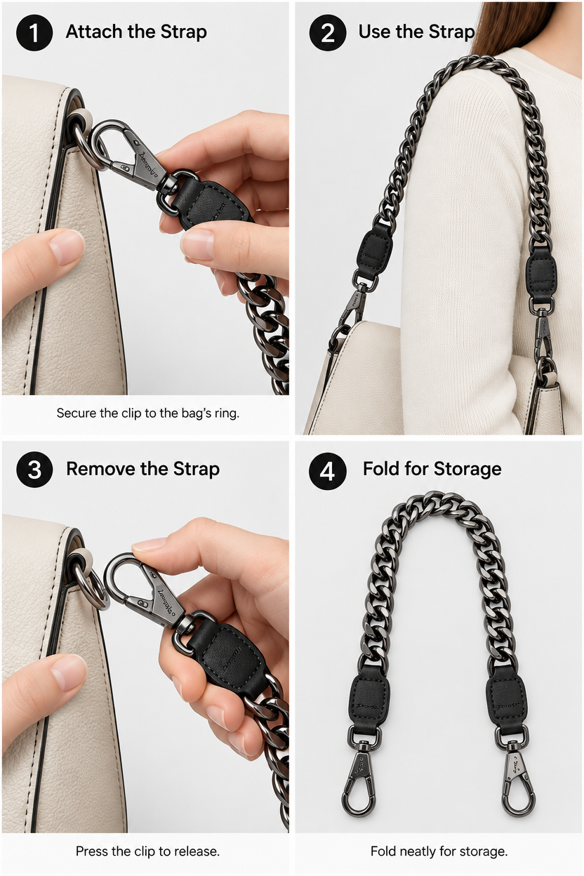 Zarqelo™ Metal Chain Decorative Bag Strap safe everyday use