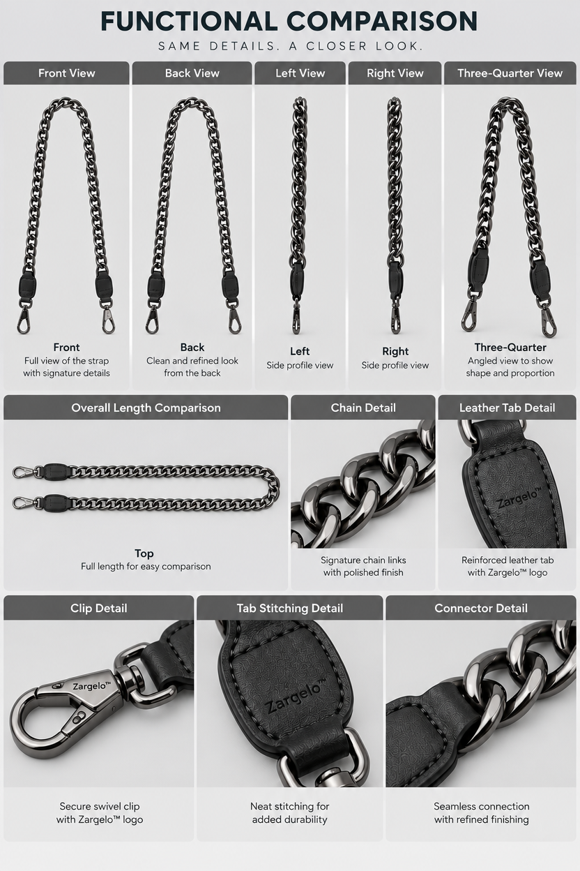 Zarqelo™ Metal Chain Decorative Bag Strap product details