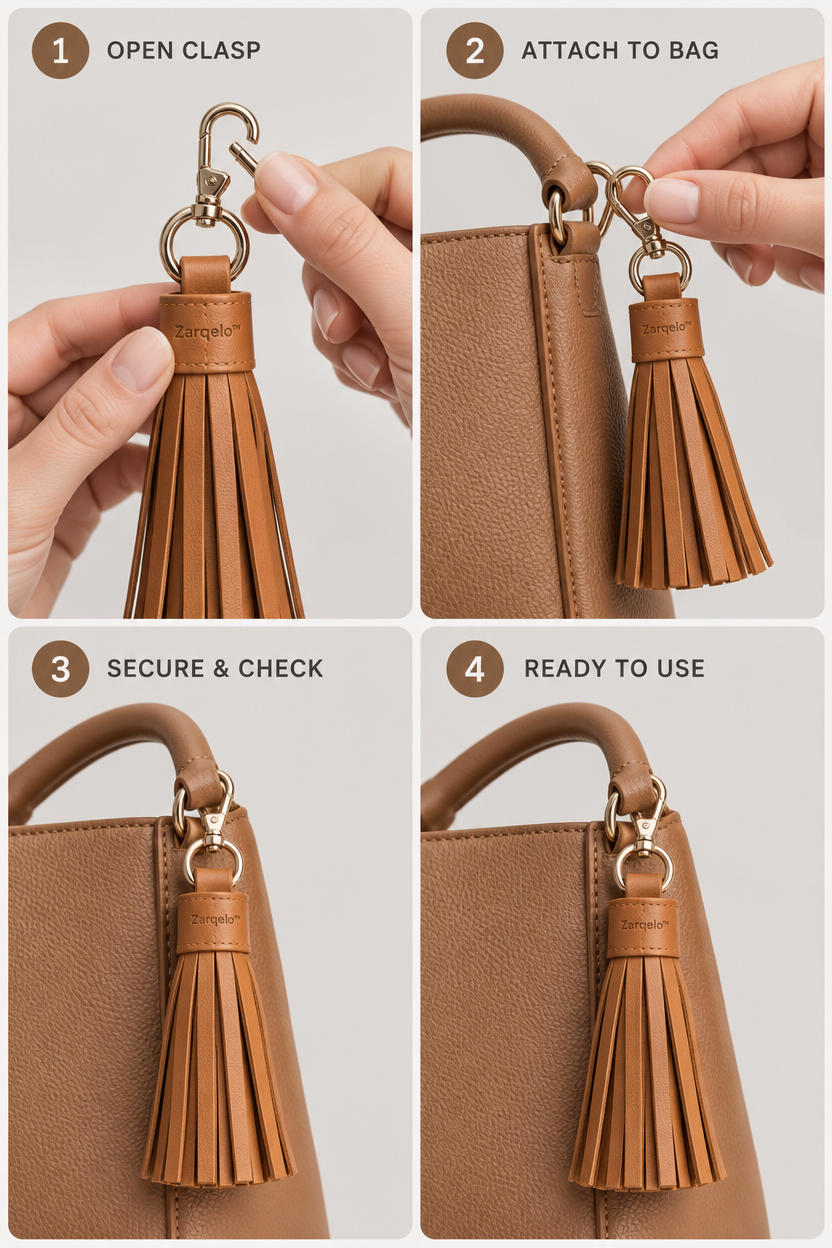 Zarqelo™ Genuine Leather Tassel Bag Charm safe everyday use