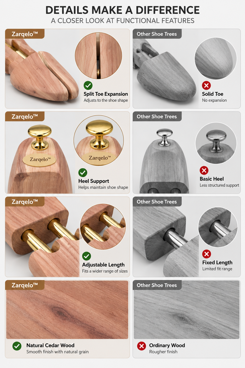 Zarqelo™ Adjustable Solid Wood Shoe Tree product details