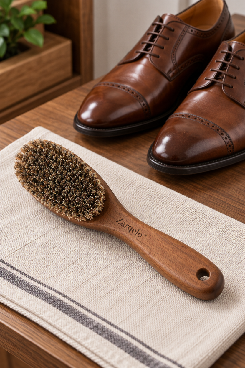 Zarqelo™ Long-Handle Natural Bristle Shoe Brush setup and care