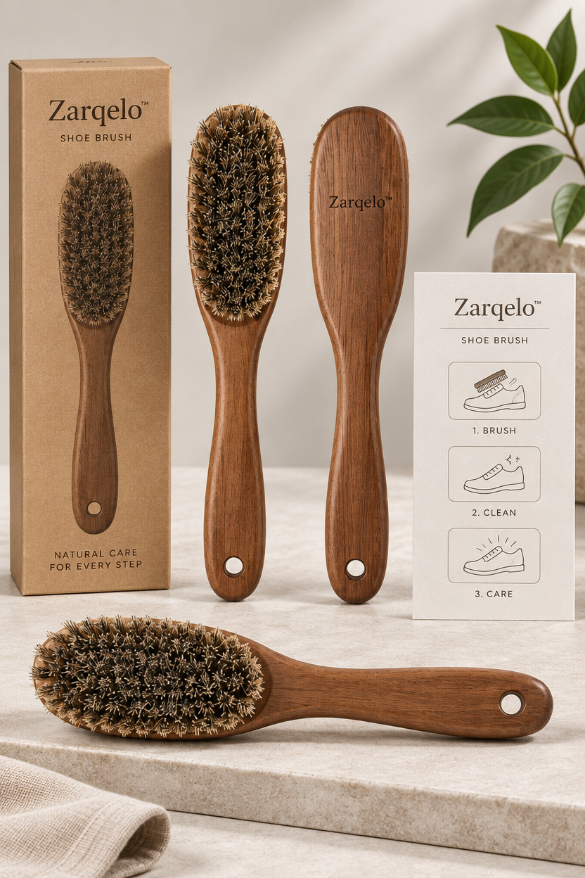 Zarqelo™ Long-Handle Natural Bristle Shoe Brush care & safety