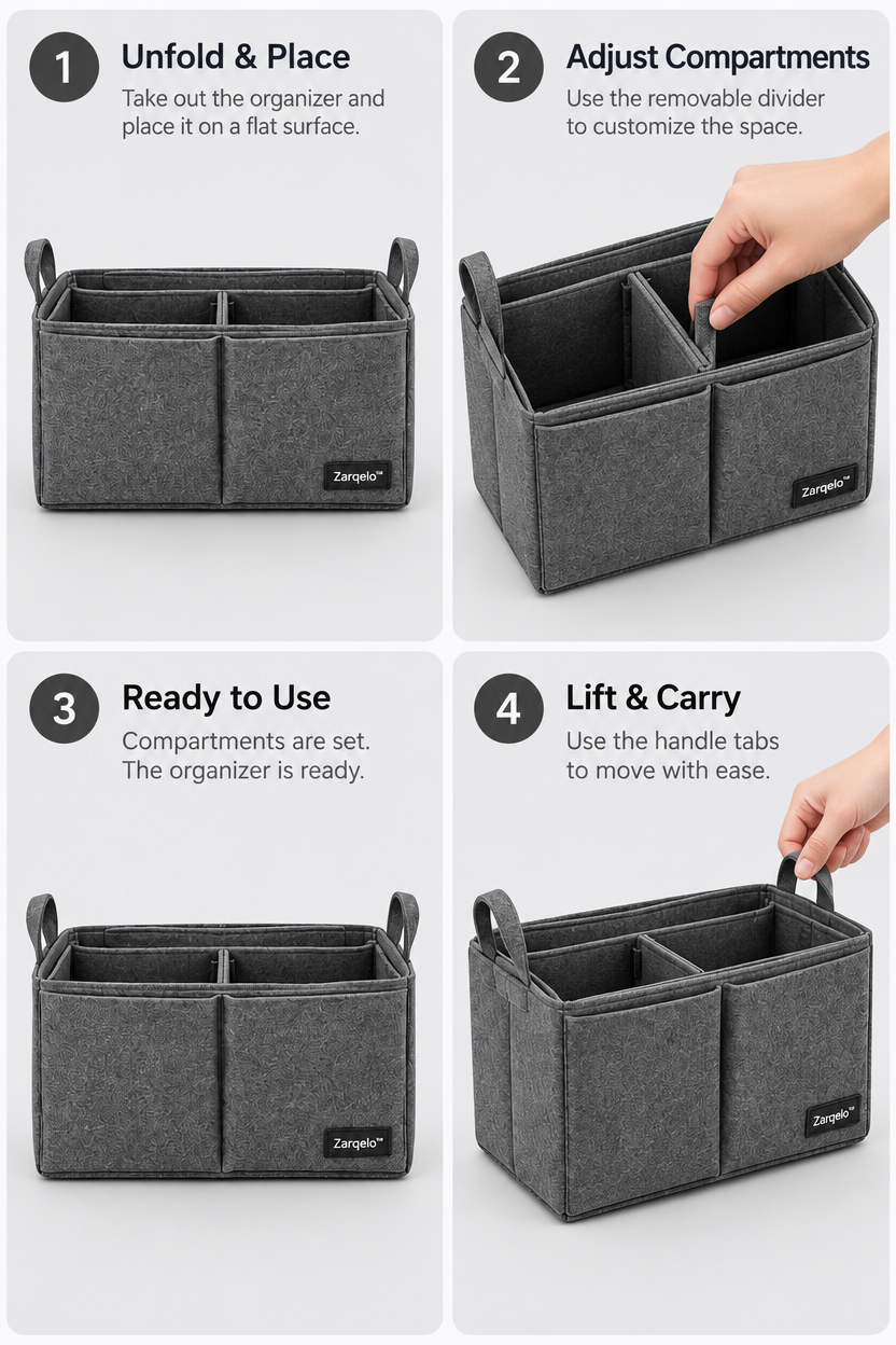 Zarqelo™ Adjustable Bag Organizer Insert safe everyday use