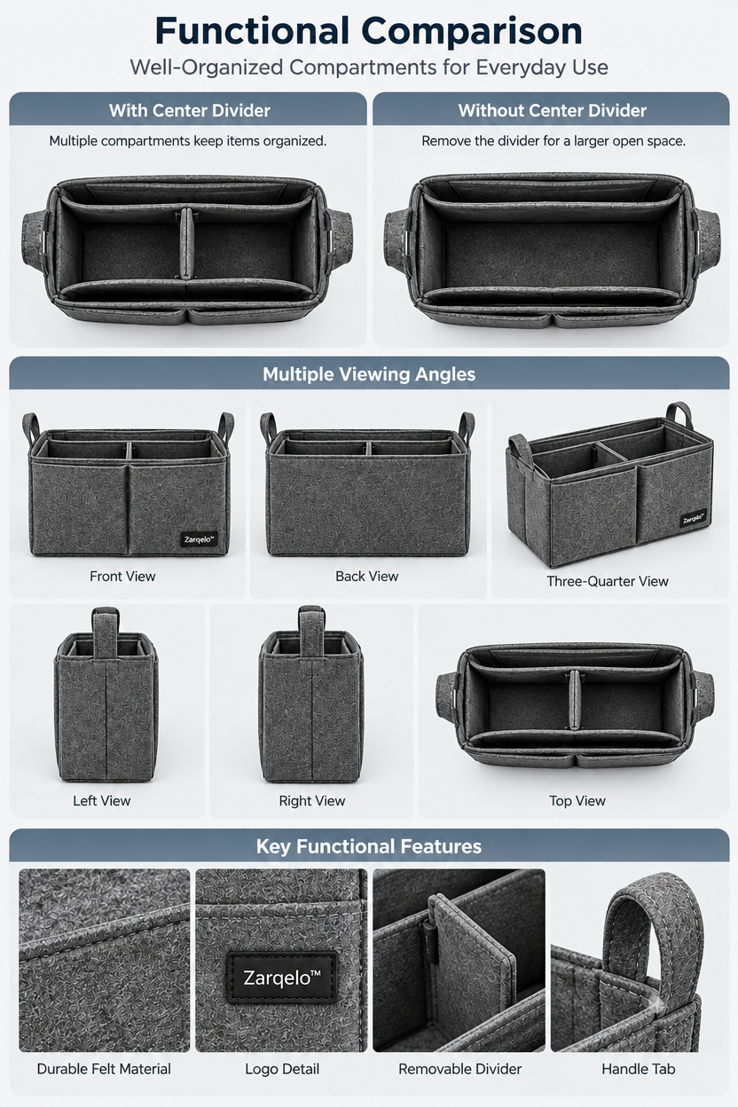Zarqelo™ Adjustable Bag Organizer Insert product details