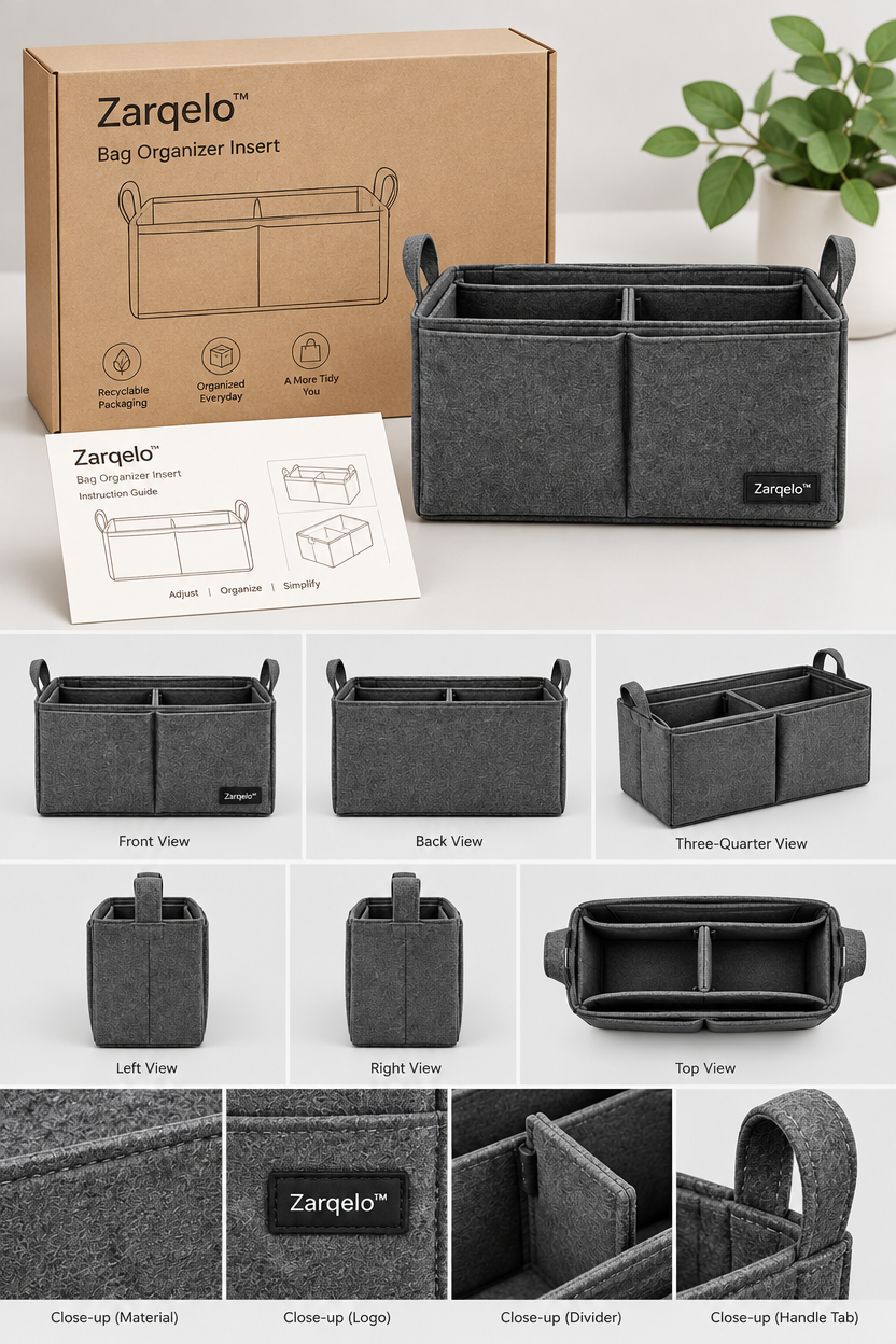 Zarqelo™ Adjustable Bag Organizer Insert care & safety