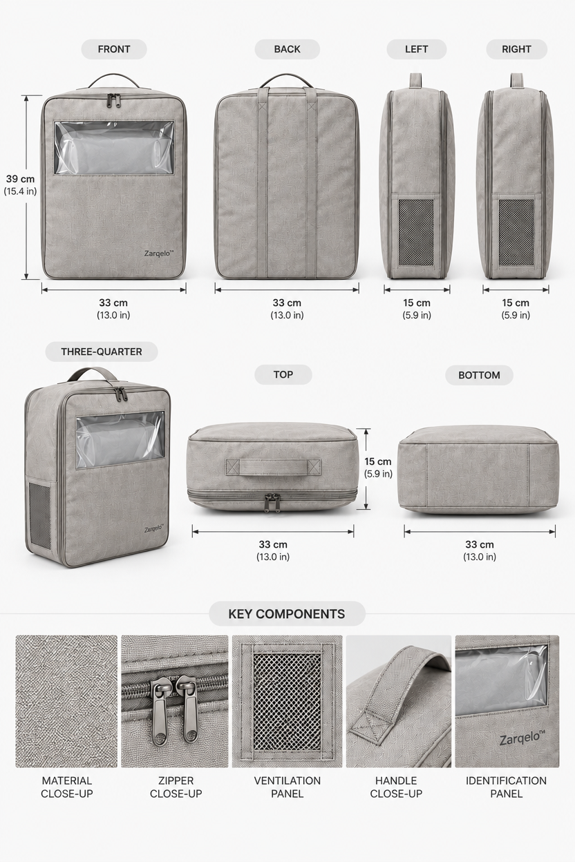 Zarqelo™ Dust-Protective Bag Storage Cover structure and materials